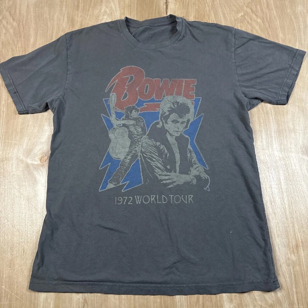 David Bowie 1972 World Tour Short Sleeve Crew Neck T-Shirt Size Large